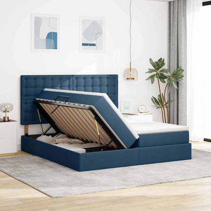 Letto con contenitore LED e materasso Blu 180 x 200 cm Tessuto