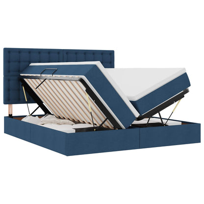 Letto con contenitore LED e materasso Blu 180 x 200 cm Tessuto