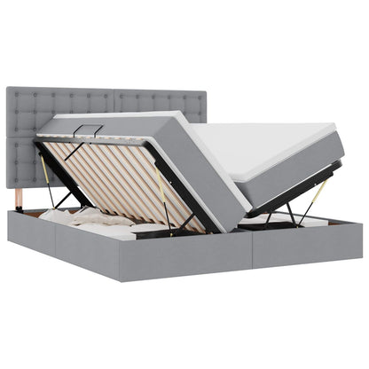 Letto con contenitore LED e materasso Grigio Chiaro