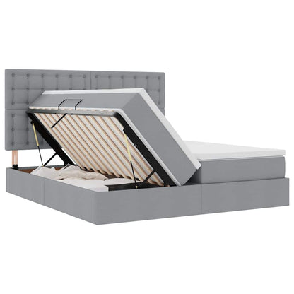 Letto con contenitore LED e materasso Grigio Chiaro