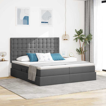 Letto con contenitore LED e materasso Grigio Scuro 200 x 200 cm