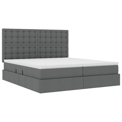 Letto con contenitore LED e materasso Grigio Scuro 200 x 200 cm