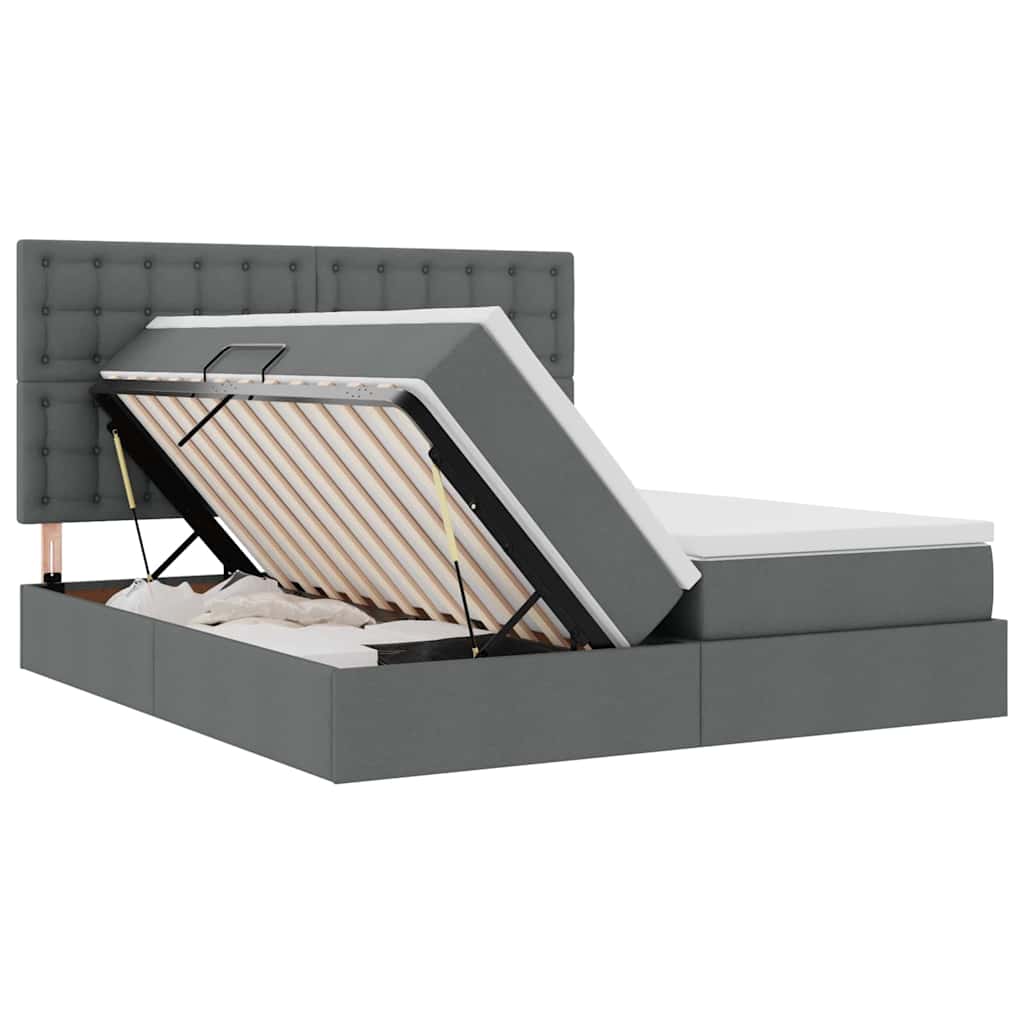 Letto con contenitore LED e materasso Grigio Scuro 200 x 200 cm