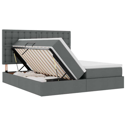 Letto con contenitore LED e materasso Grigio Scuro 200 x 200 cm