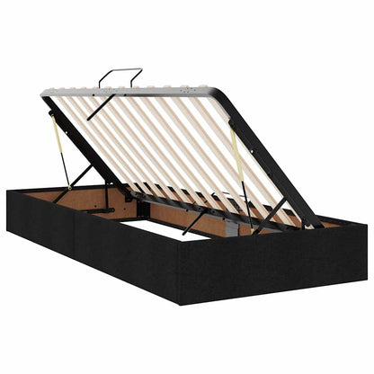 Letto con contenitore LED e materasso Nero 200 x 200 cm Tessuto
