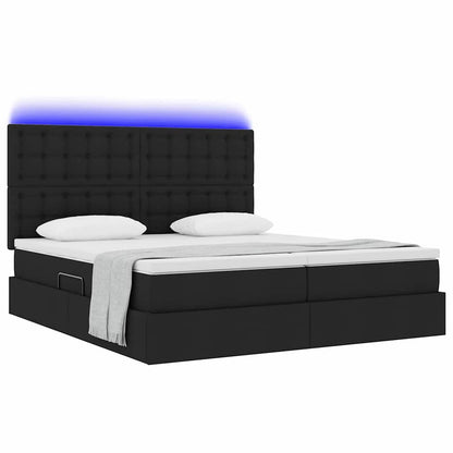 Letto con contenitore LED e materasso Nero 200 x 200 cm Tessuto