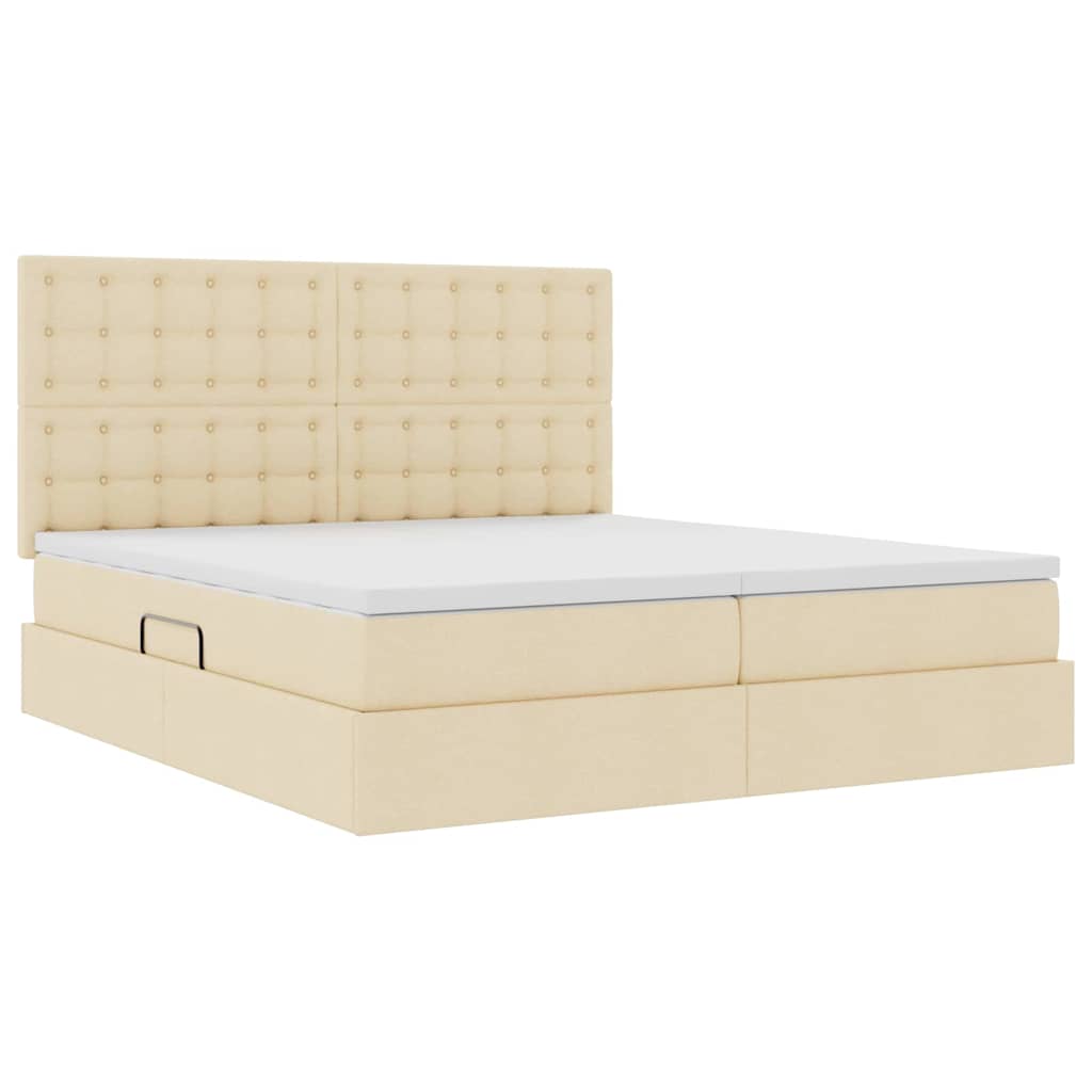 Letto con contenitore LED e materasso Crema 200 x 200 cm