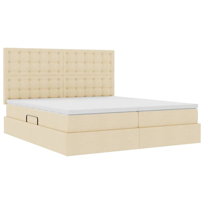 Letto con contenitore LED e materasso Crema 200 x 200 cm