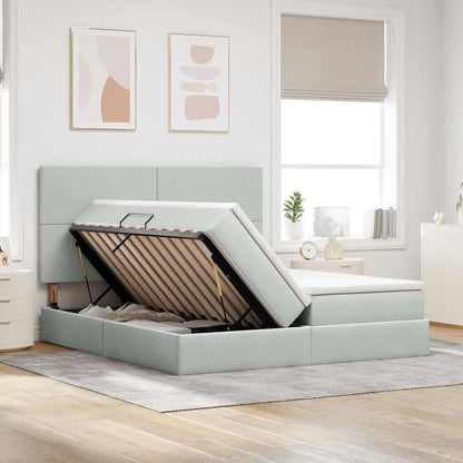 Letto con contenitore LED e materasso Grigio Chiaro