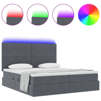 Letto con contenitore LED e materasso Grigio Scuro 180 x 200 cm