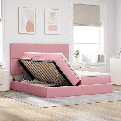 Letto con contenitore LED e materasso Rosa 180 x 200 cm Velluto
