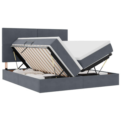 Letto con contenitore LED e materasso Grigio Scuro 200 x 200 cm