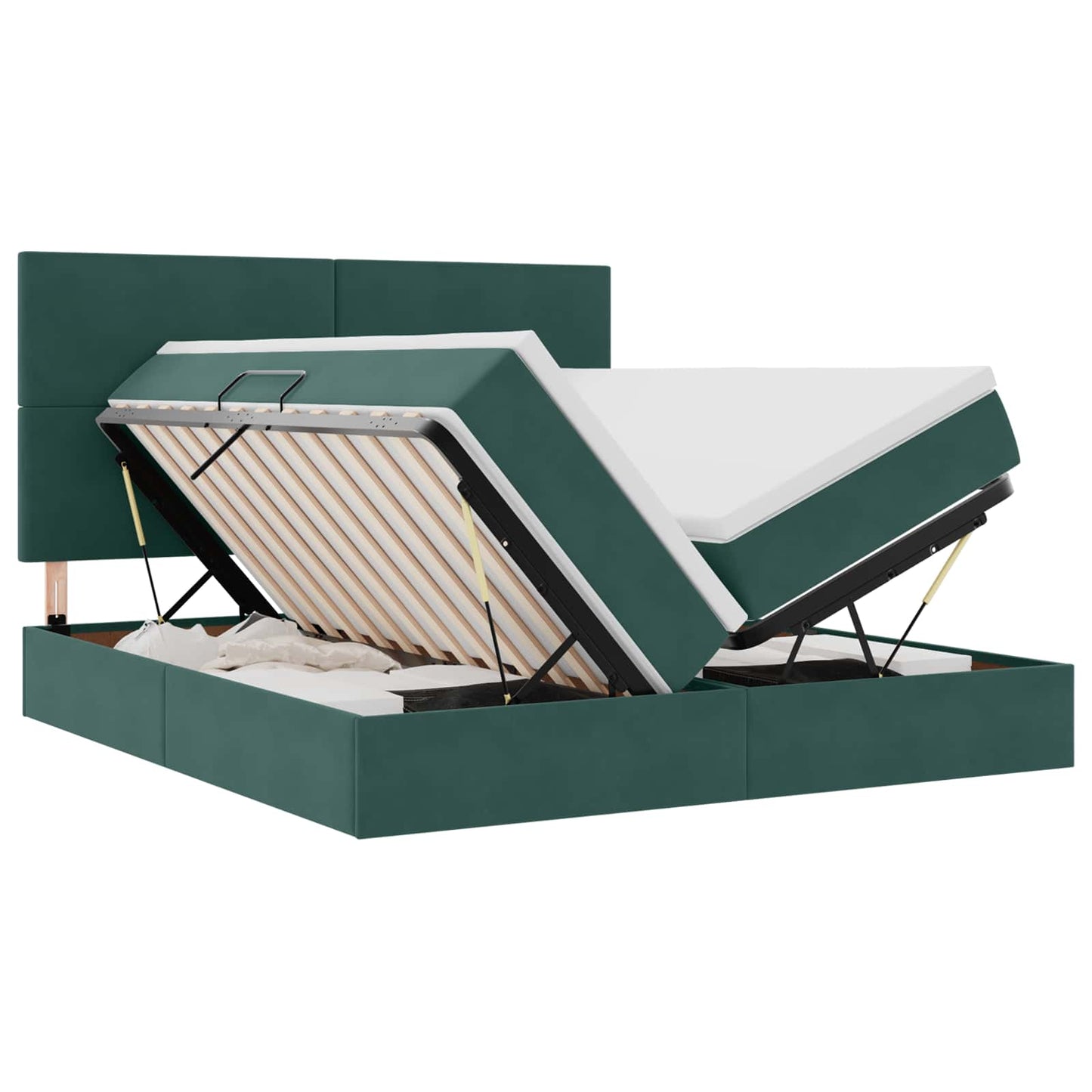 Letto con contenitore LED e materasso Verde Scuro 200 x 200 cm