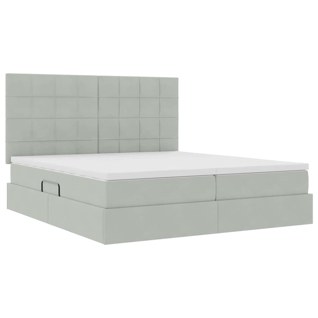 Letto con contenitore LED e materasso Grigio Chiaro