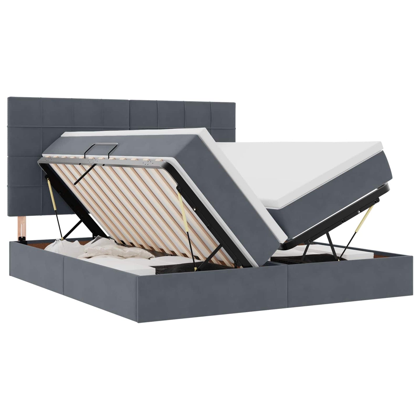 Letto con contenitore LED e materasso Grigio Scuro 180 x 200 cm