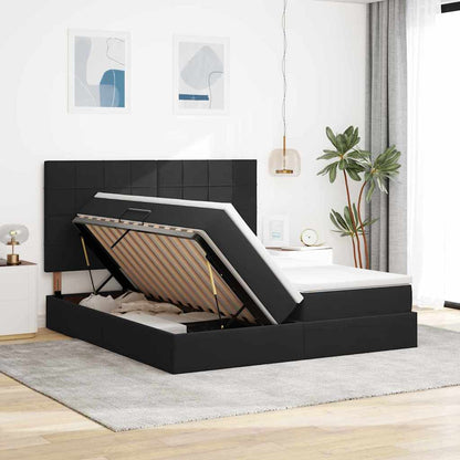 Letto con contenitore LED e materasso Nero 180 x 200 cm Velluto