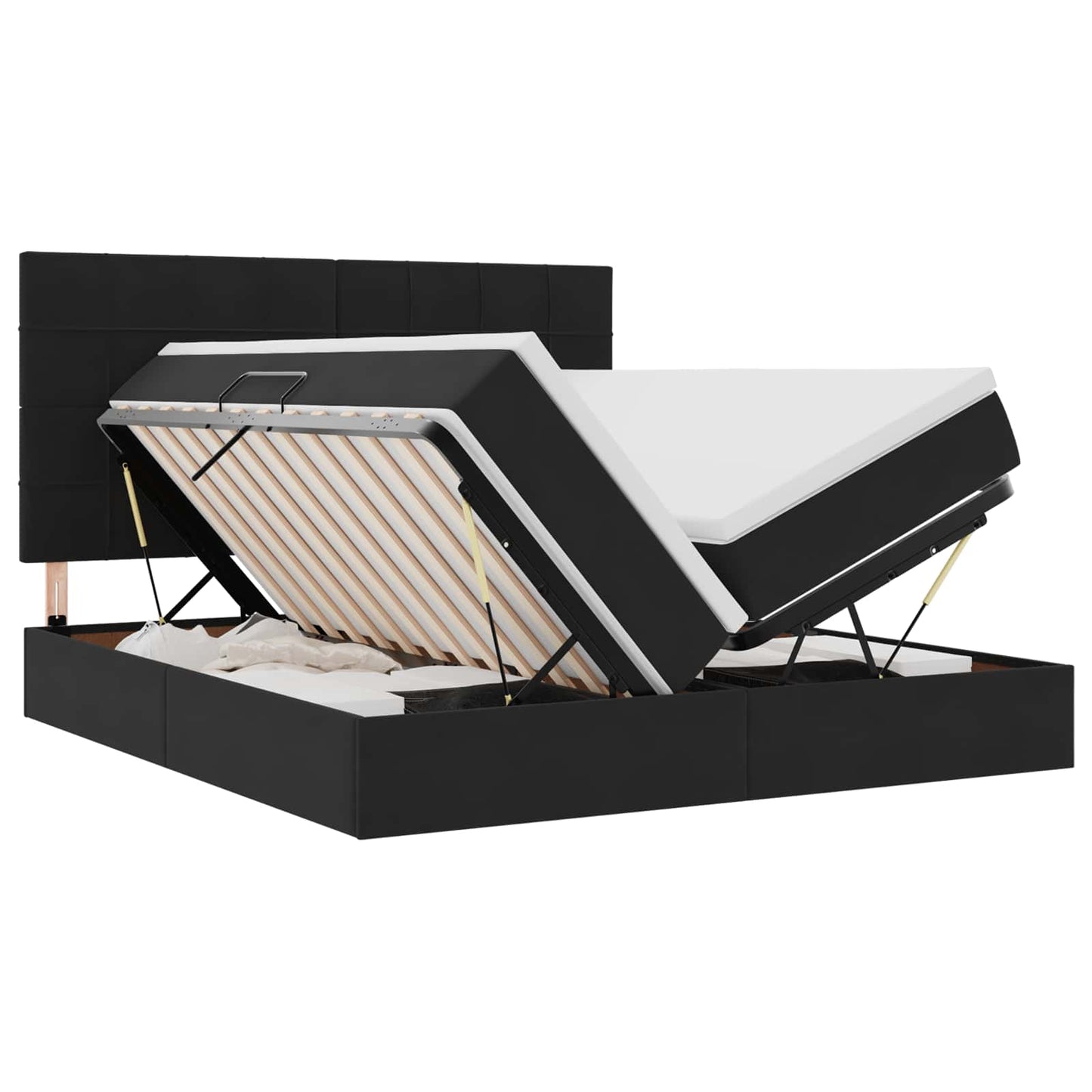 Letto con contenitore LED e materasso Nero 180 x 200 cm Velluto