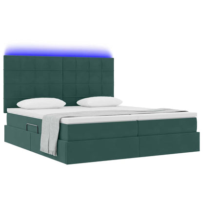 Letto con contenitore LED e materasso Verde Scuro 180 x 200 cm