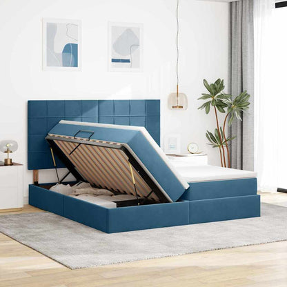 Letto con contenitore LED e materasso Blu Scuro 180 x 200 cm