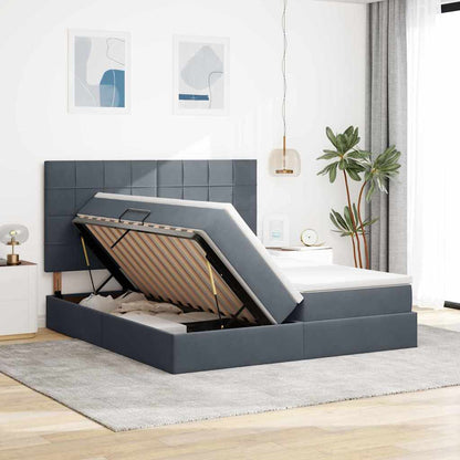 Letto con contenitore LED e materasso Grigio Scuro 200 x 200 cm