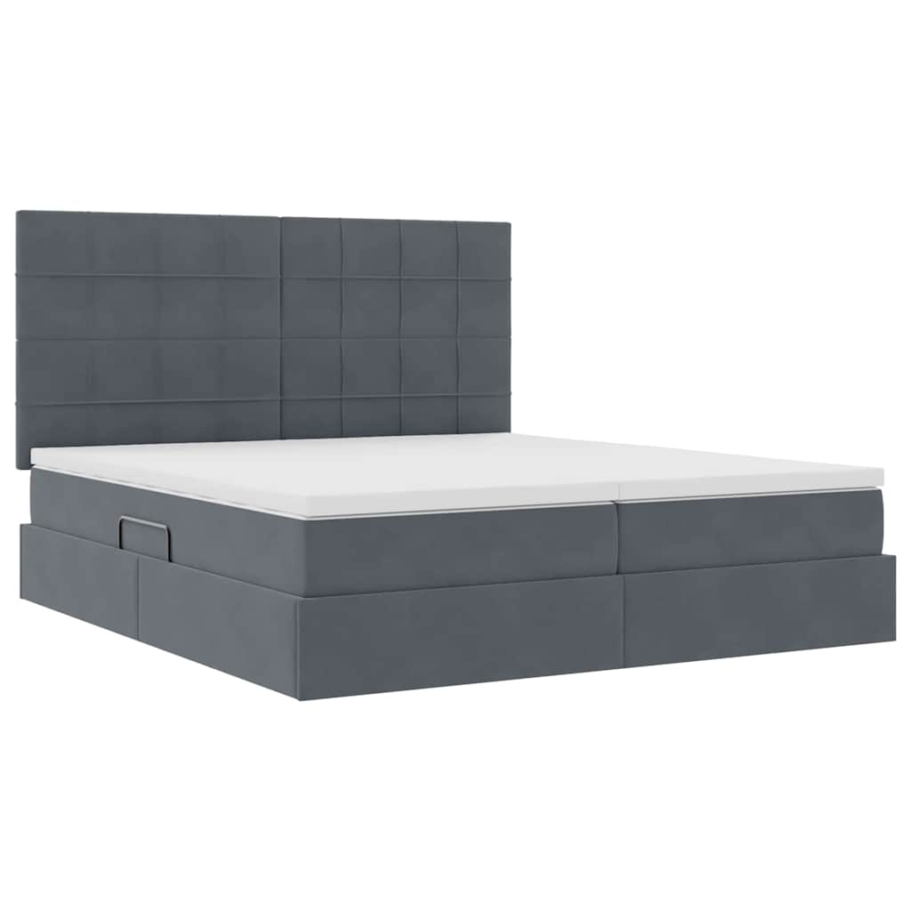 Letto con contenitore LED e materasso Grigio Scuro 200 x 200 cm