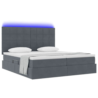 Letto con contenitore LED e materasso Grigio Scuro 200 x 200 cm
