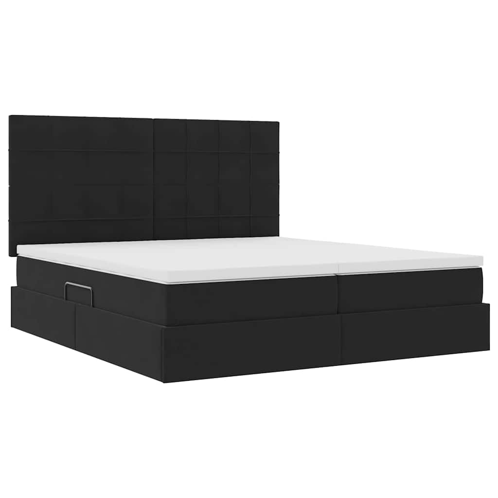Letto con contenitore LED e materasso Nero 200 x 200 cm Velluto