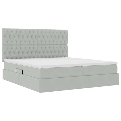 Letto con contenitore LED e materasso Grigio Chiaro