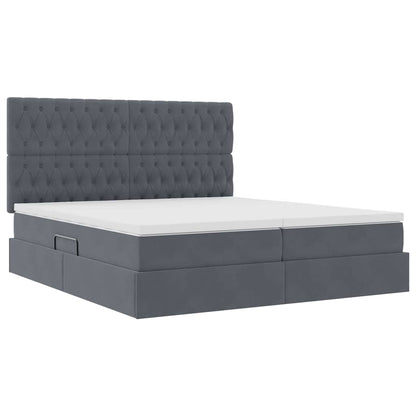 Letto con contenitore LED e materasso Grigio Scuro 180 x 200 cm