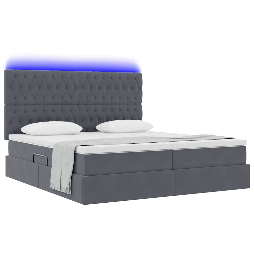 Letto con contenitore LED e materasso Grigio Scuro 180 x 200 cm