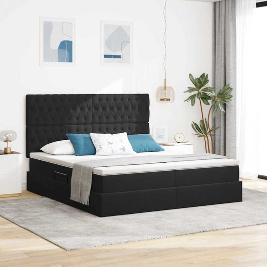 Letto con contenitore LED e materasso Nero 180 x 200 cm Velluto