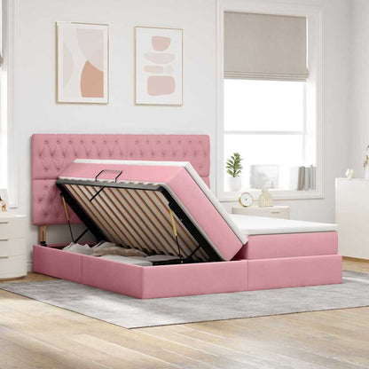 Letto con contenitore LED e materasso Rosa 180 x 200 cm Velluto