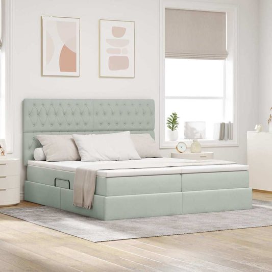 Letto con contenitore LED e materasso Grigio Chiaro