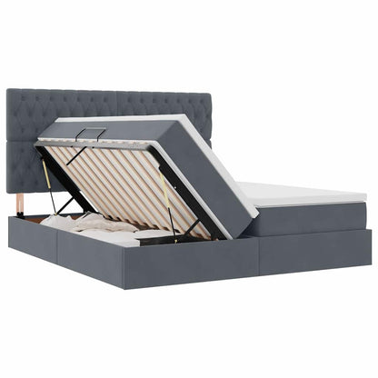 Letto con contenitore LED e materasso Grigio Scuro 200 x 200 cm