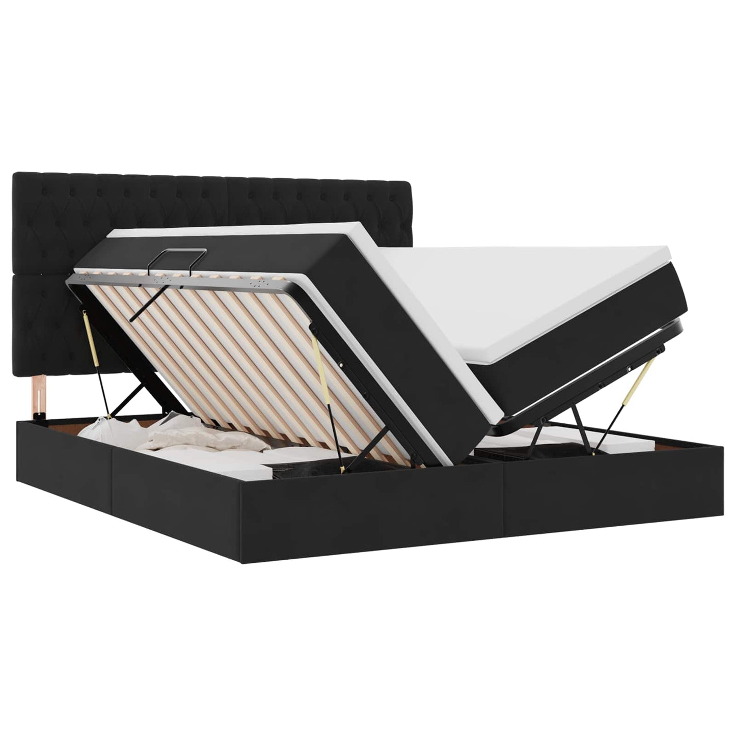 Letto con contenitore LED e materasso Nero 200 x 200 cm Velluto