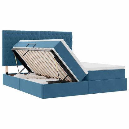 Letto con contenitore LED e materasso Blu Scuro 200 x 200 cm