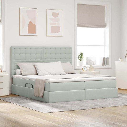 Letto con contenitore LED e materasso Grigio Chiaro