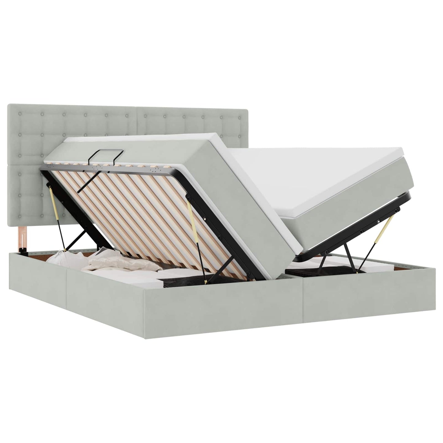 Letto con contenitore LED e materasso Grigio Chiaro