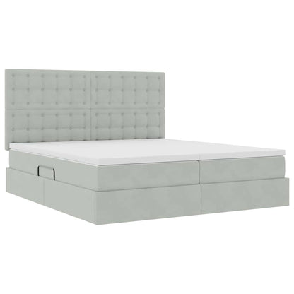Letto con contenitore LED e materasso Grigio Chiaro