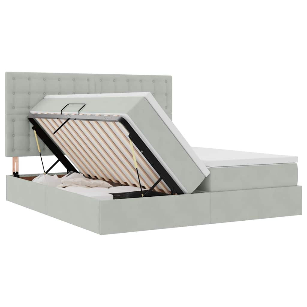 Letto con contenitore LED e materasso Grigio Chiaro