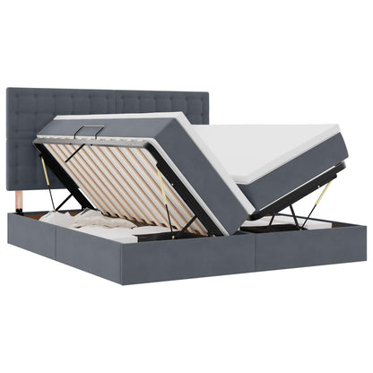 Letto con contenitore LED e materasso Grigio Scuro 180 x 200 cm