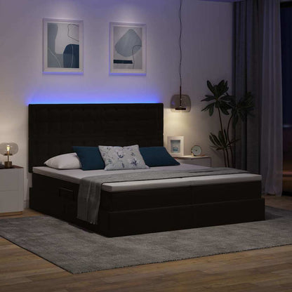 Letto con contenitore LED e materasso Nero 180 x 200 cm Velluto