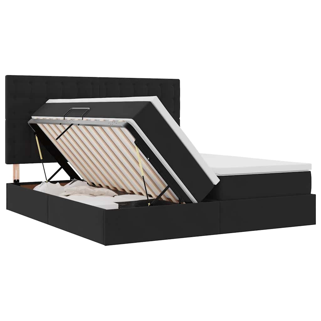Letto con contenitore LED e materasso Nero 180 x 200 cm Velluto