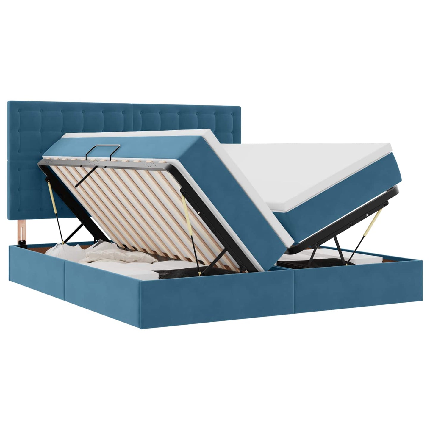 Letto con contenitore LED e materasso Blu Scuro 180 x 200 cm