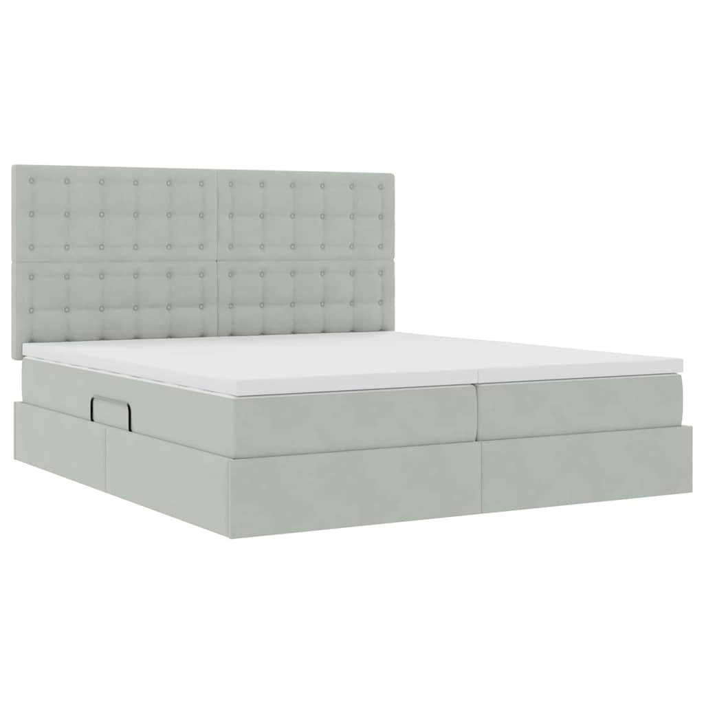 Letto con contenitore LED e materasso Grigio Chiaro