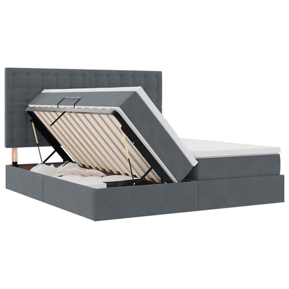 Letto con contenitore LED e materasso Grigio Scuro 200 x 200 cm