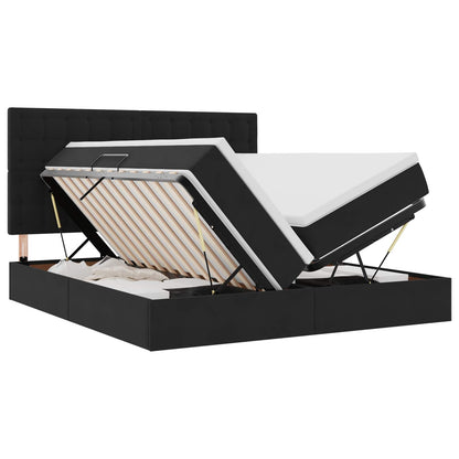 Letto con contenitore LED e materasso Nero 200 x 200 cm Velluto