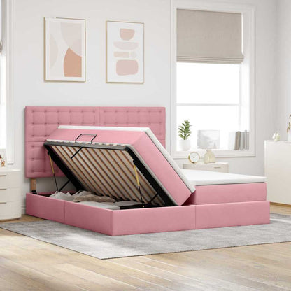 Letto con contenitore LED e materasso Rosa 200 x 200 cm Velluto