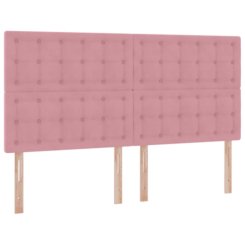 Letto con contenitore LED e materasso Rosa 200 x 200 cm Velluto