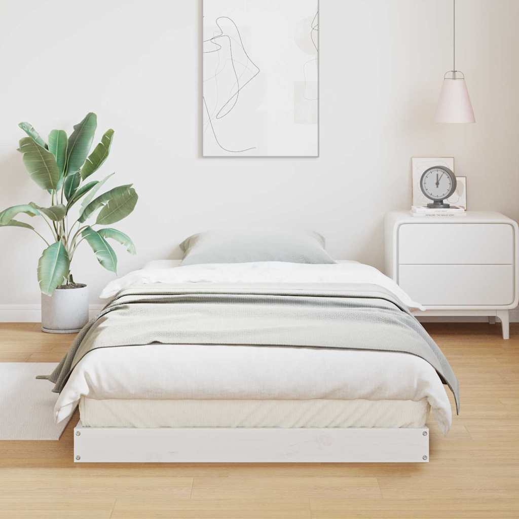 Struttura letto a terra Bianco 213.5 x 104 x 9 cm Pino massello